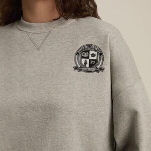 Favorite Daughter Heather Grey Crewneck Sweatshirt with Embroidered Crest